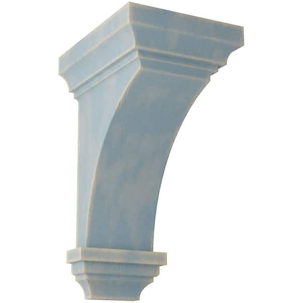 Ekena Millwork 7 in. x 14 in. x 7-3/4 in. Driftwood Blue Jumbo Jefferson Wood Vintage Decor Corbel