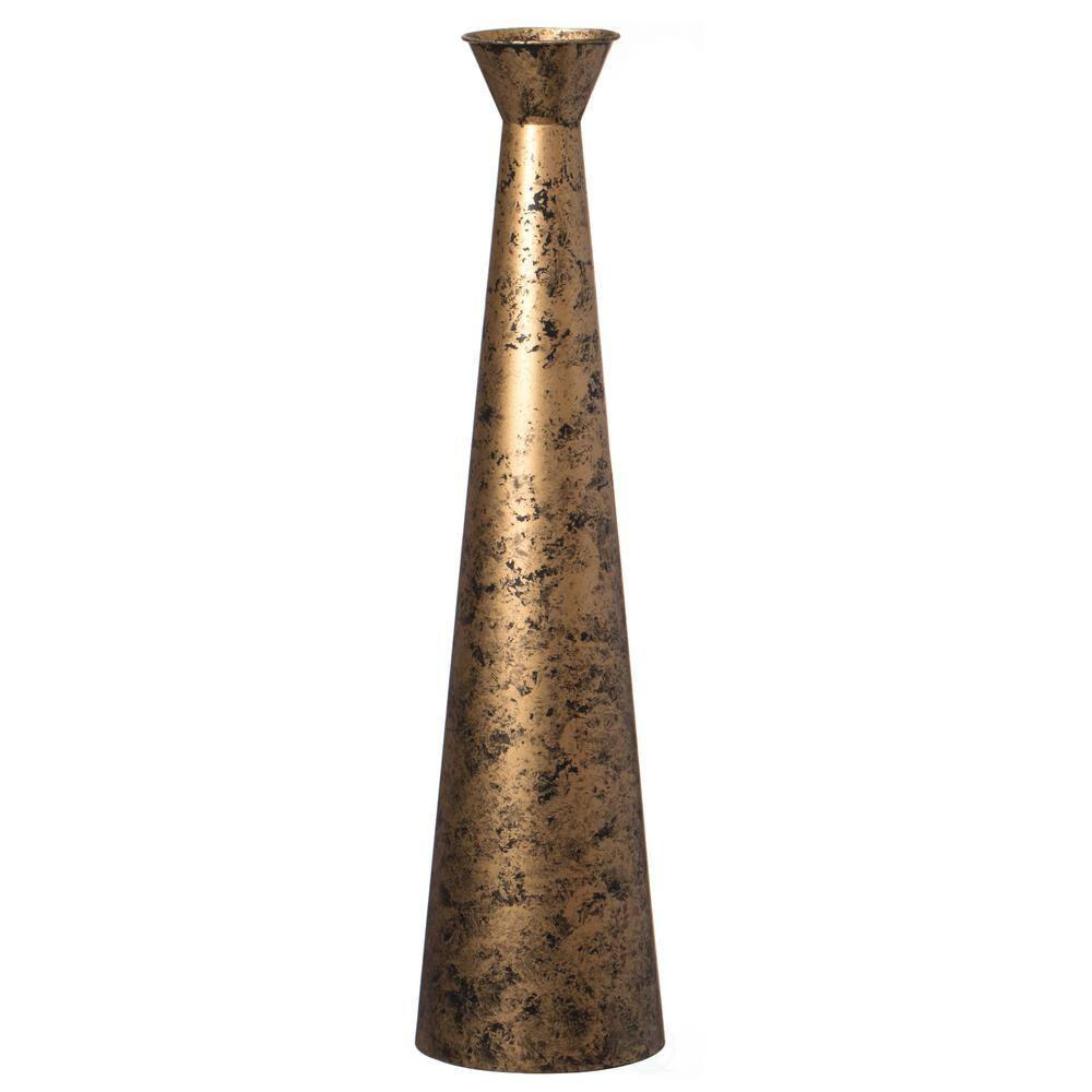 Large Gold Brushed Metal Decorative Floor Vase