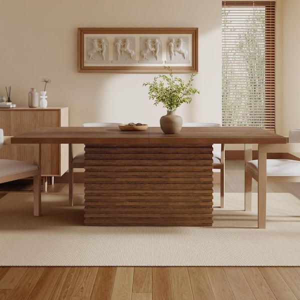 Harper & Bright Designs Sculptural Rectangular Walnut Wood 40 in