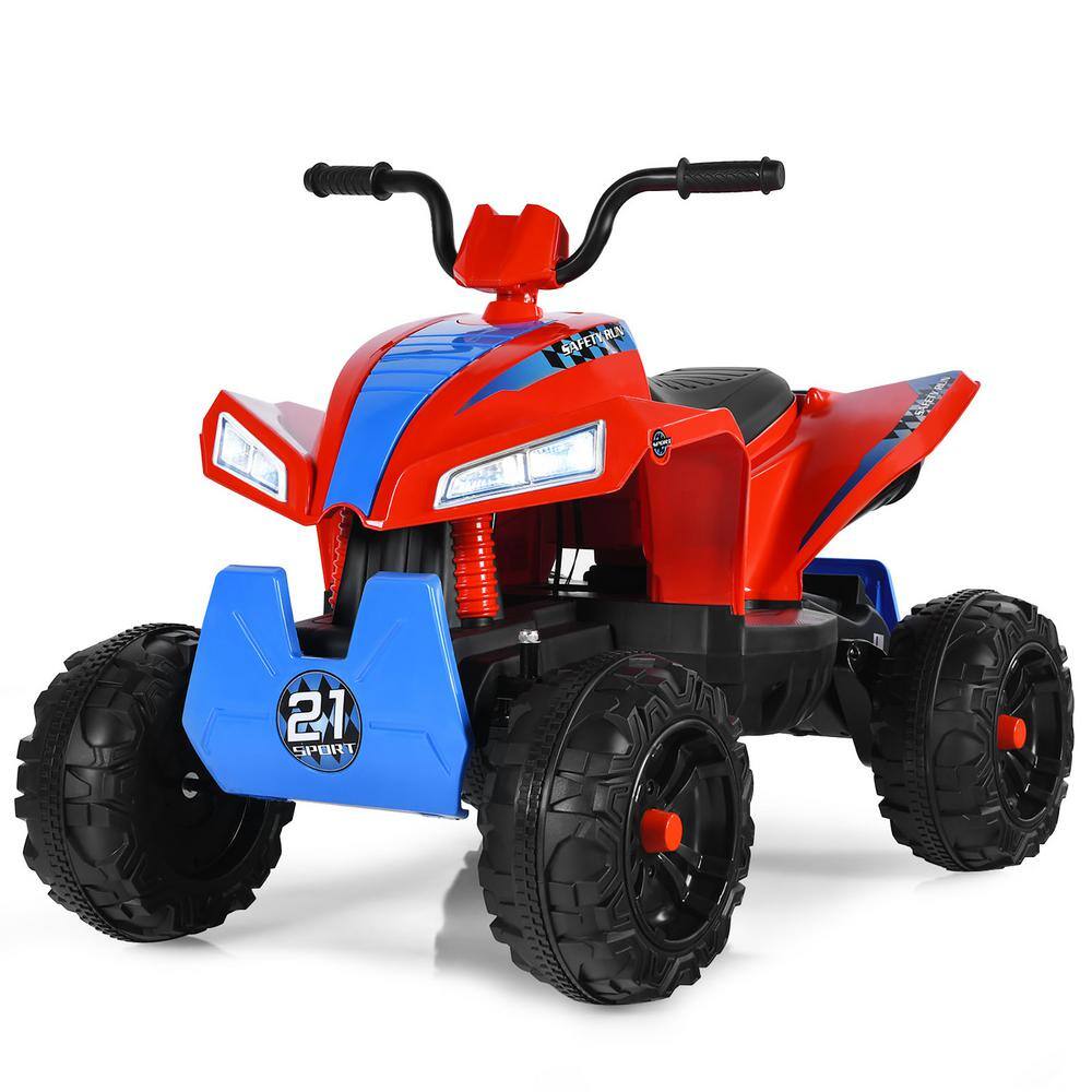 Costway 12 in. Kids Ride On ATV 4 Wheeler Quad Spring Suspension Car with Lights and Music Red