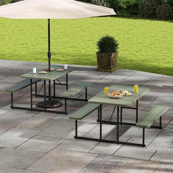 Costway 1-Piece Plastic Outdoor Dining Set Picnic Table Bench Set