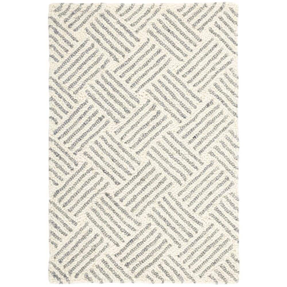 DASH & ALBERT 8 ft. x 10 ft. Grey Layers Hand Hooked Wool Indoor Area ...