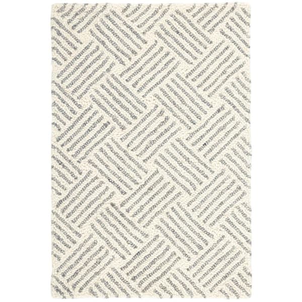 8 ft. x 10 ft. Grey Layers Hand Hooked Wool Indoor Area Rug