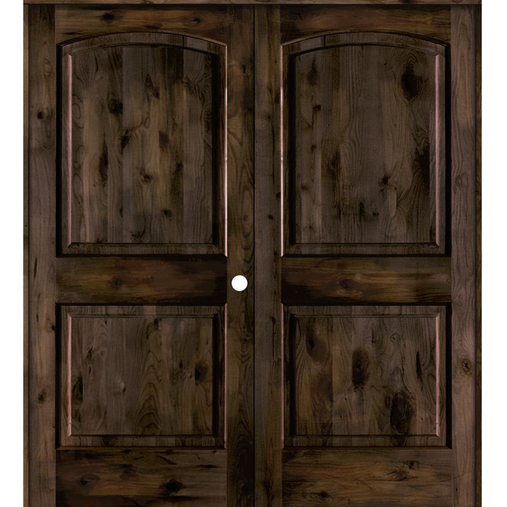 64 in. x 80 in. Knotty Alder 2-Panel Left-Handed Black Stain Wood Double Prehung Interior Door price history on PriceWatchPro