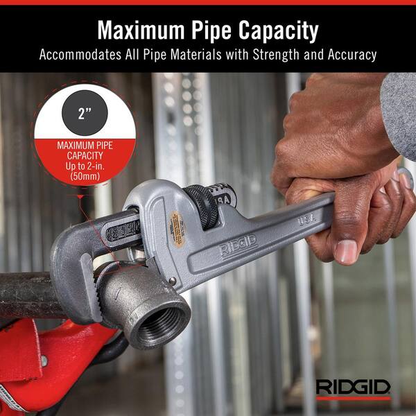 RIDGID 12 in. Aluminum Straight Pipe Wrench for Plumbing Sturdy