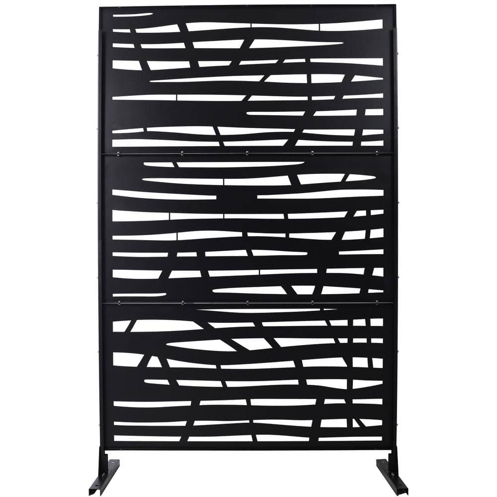 6.3 ft. x 4 ft. Black Steel Freestanding Flat Flat Top Decorative Privacy Screen Metal Fence Panel price history on PriceWatchPro