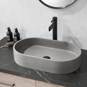 Vinnova Eibar 23.6 in . Vessel Oval Bathroom Sink in Gray Concrete