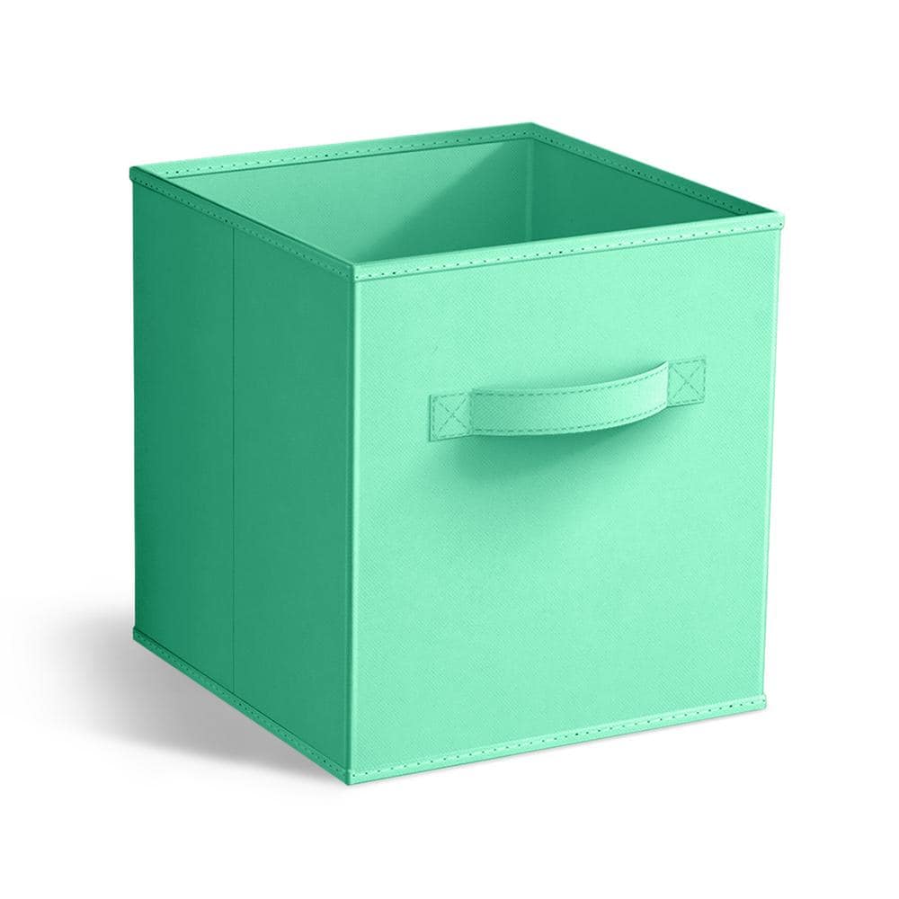 Foldable Storage Cubes with Handles, Green 10.5 in. x 11 in. Fabric Decorat