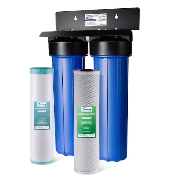 ISPRING 2-Stage Whole House Water Filtration System with 20 x 4.5 in. Carbon Block and Iron and Manganese Reducing Filters