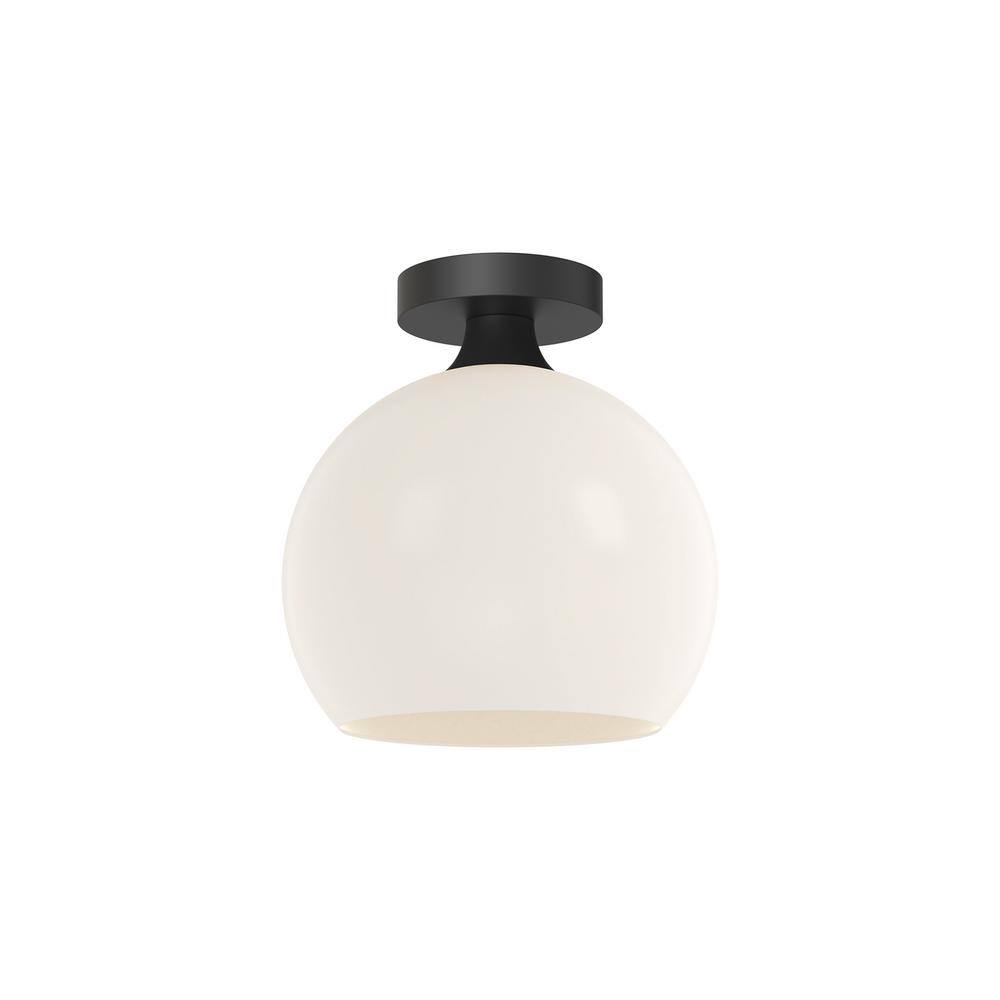 Castilla Matte Black 10.5" Globe Glass Flush Mount