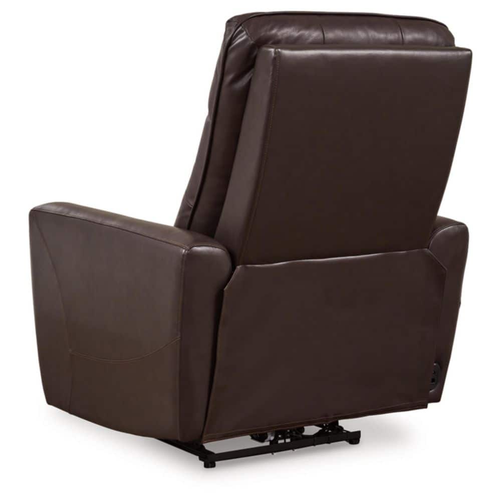 Chocolate Brown Leather Power Recliner with USB Ports