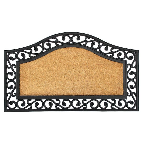 Unbranded Natural 18 in. x 30 in. Rubber Coir Irongate Trellis Striped Doormat