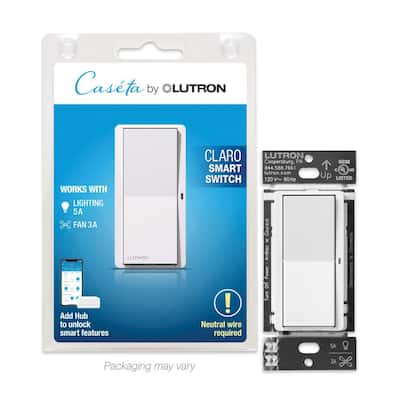 Lutron Caseta 5 amps Single Pole Smart Rocker Switch White 1 pk