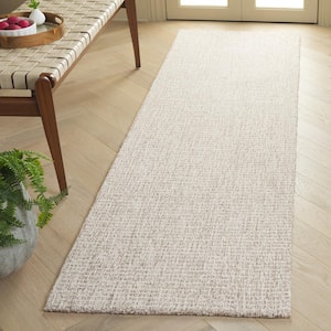Martha Stewart Ivory/Gray 2 ft. x 8 ft. Muted Marle Solid Runner Rug