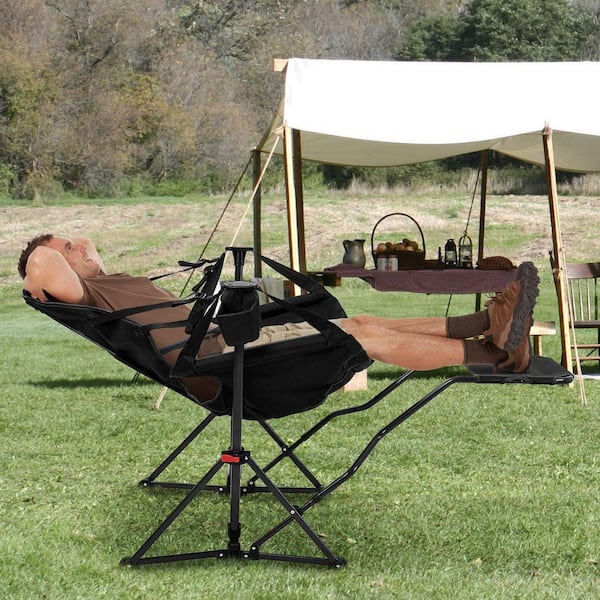 テーブル・チェア・ハンモック BYCRISEORIGINALS /TRIPOD STORAGE /BLACK Hammock Camping Chair Black Mesh Fabric Chair with Retractable