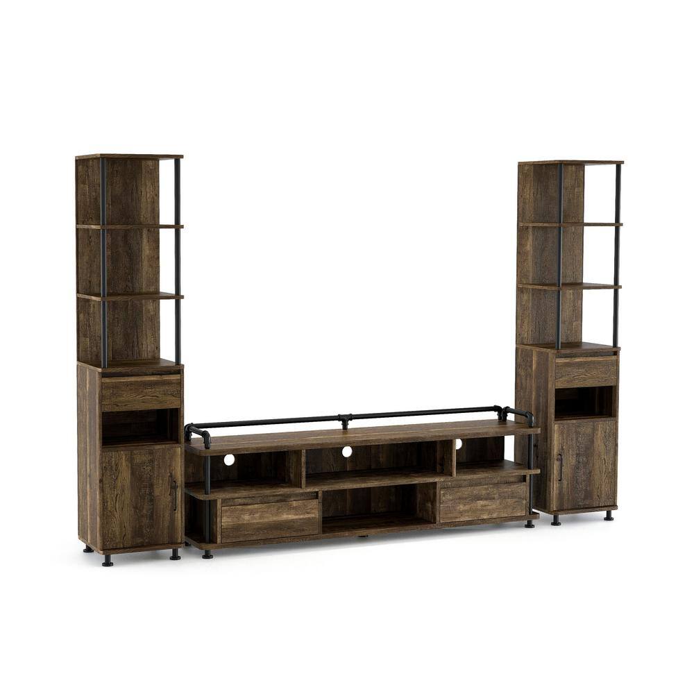 Furniture of America Osman 71 in. Wood Reclaimed Oak TV Stand Fits TV's