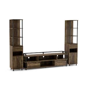 Osman 71 in. Wood Reclaimed Oak TV Stand Fits TV's up to 78 in. with 2-TV Tower