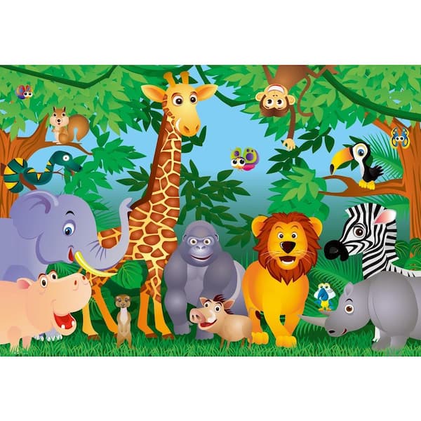 Ideal Decor 100 in. x 144 in. The Jungle Wall Mural