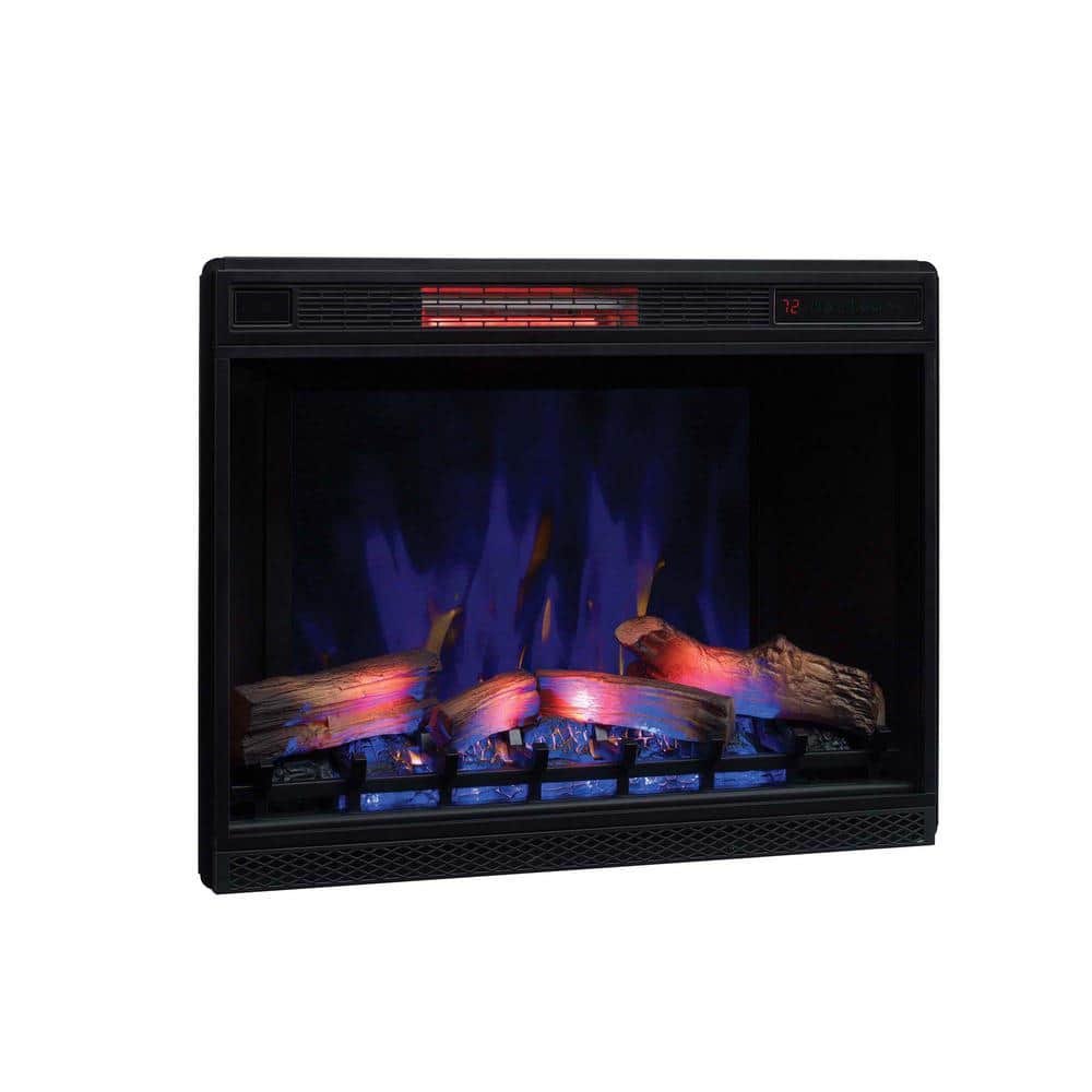 33" Black Infrared Quartz Electric Fireplace Insert with 3D Flame Effect
