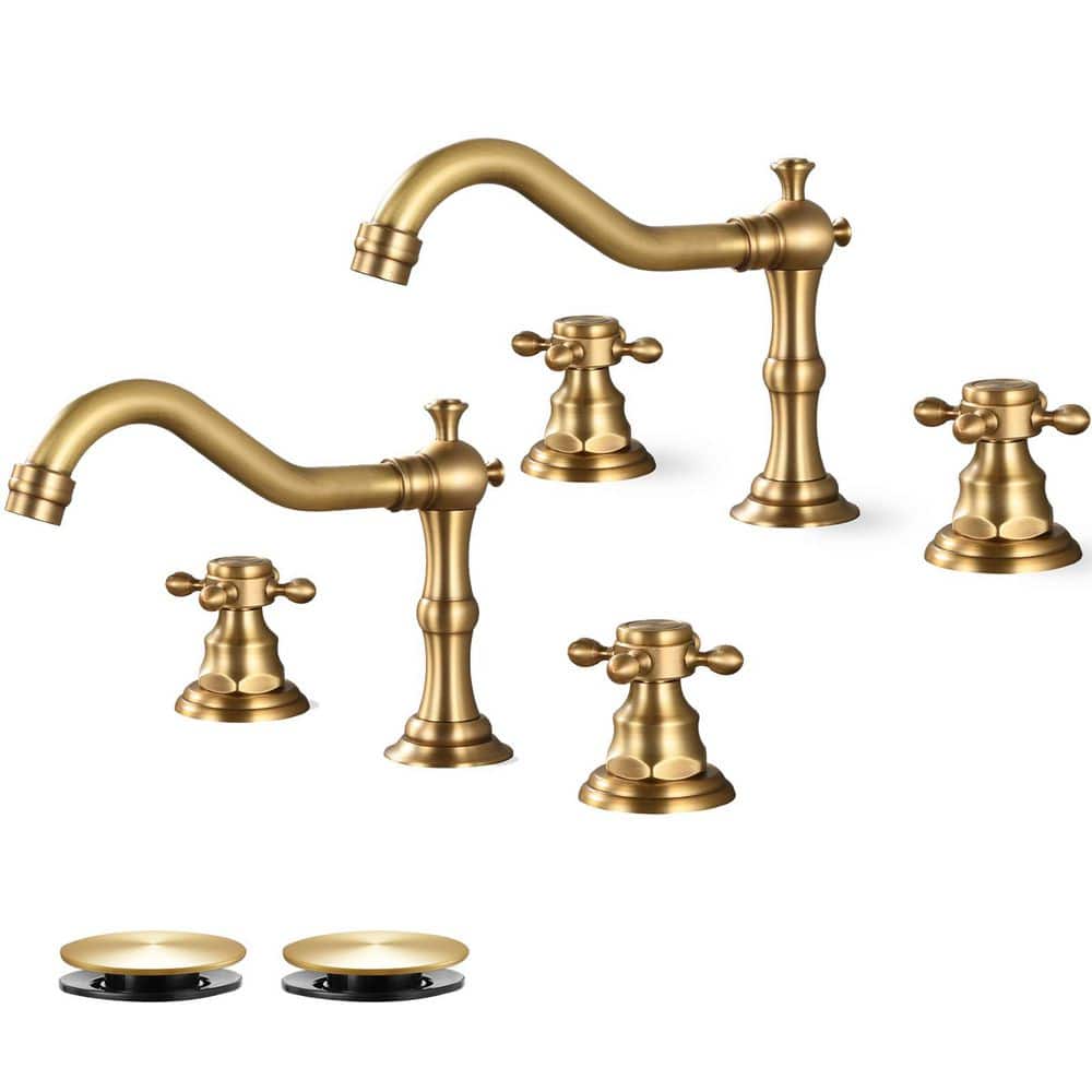 Double Handles 8 in. Widespread Bathroom Faucet 3-Hole Waterfall Bathroom S