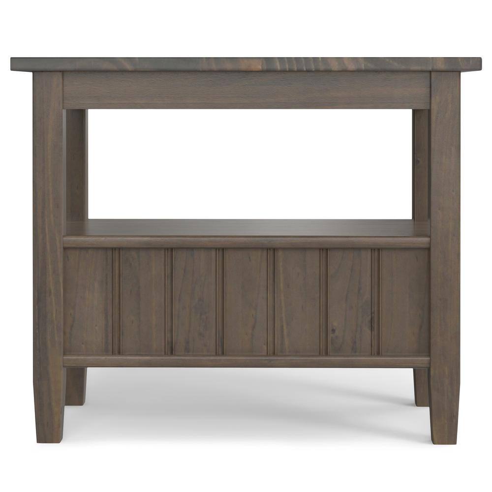 Lev Smoky Brown Solid Wood Narrow End Table with Storage
