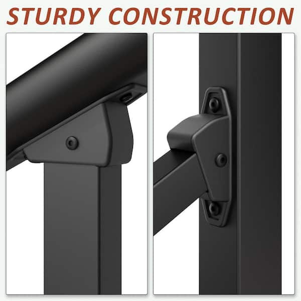 12 in. H x 26.5 in. W Black Carbon Steel Stair Railing Kit (2 Pack)