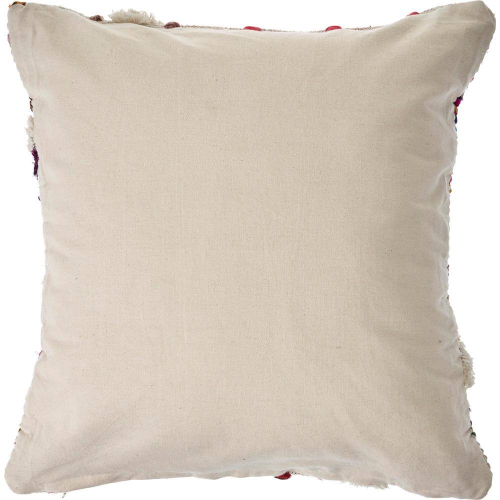 Eclectic Bright Multi-color 20" Square Chindi Throw Pillow