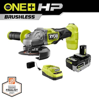 ONE+ HP 18V Brushless Cordless 4-1/2 in. Angle Grinder Kit with 4.0 Ah HIGH PERFORMANCE Battery and Charger
