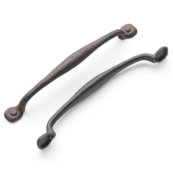 HICKORY HARDWARE Refined Rustic 12 in. Center-to-Center Rustic Iron Appliance Pull