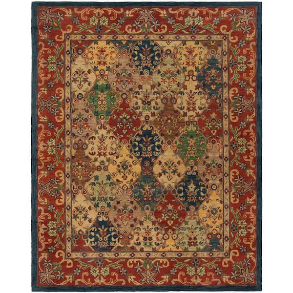 SAFAVIEH Heritage Beige/Burgundy 9 ft. x 12 ft. Border Area Rug