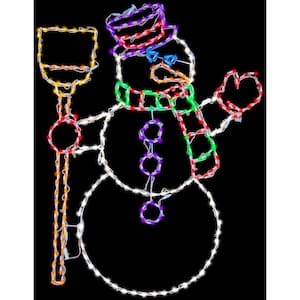 57 in. Christmas Snowman Holding Broom with LED Lights