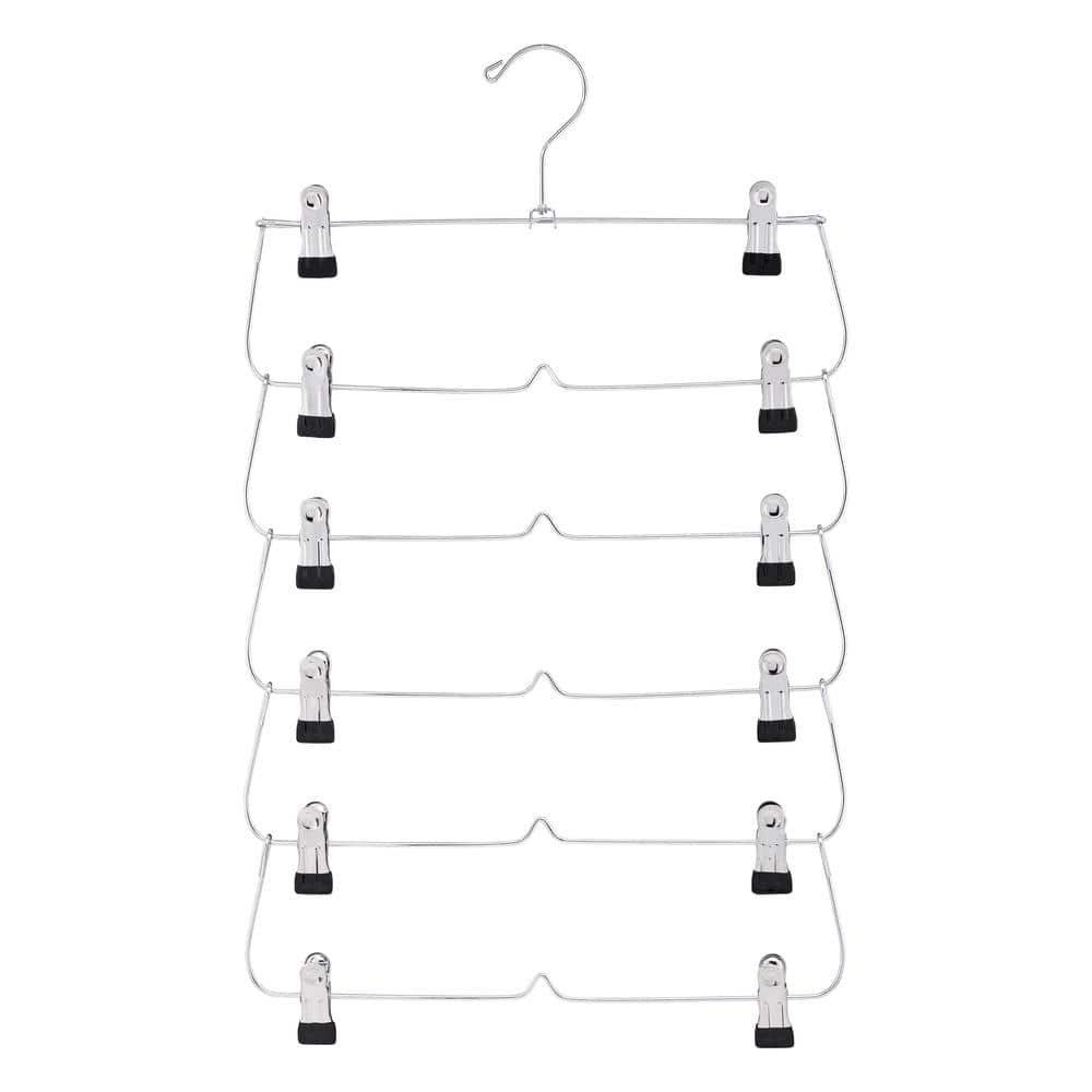 USTECH Chrome Metal 6Tier Skirt Hanger (8Pack) 80773 The Home Depot