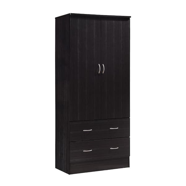 HODEDAH 2-Door Armoire with 2-Drawers in Chocolate HI29 Chocolate