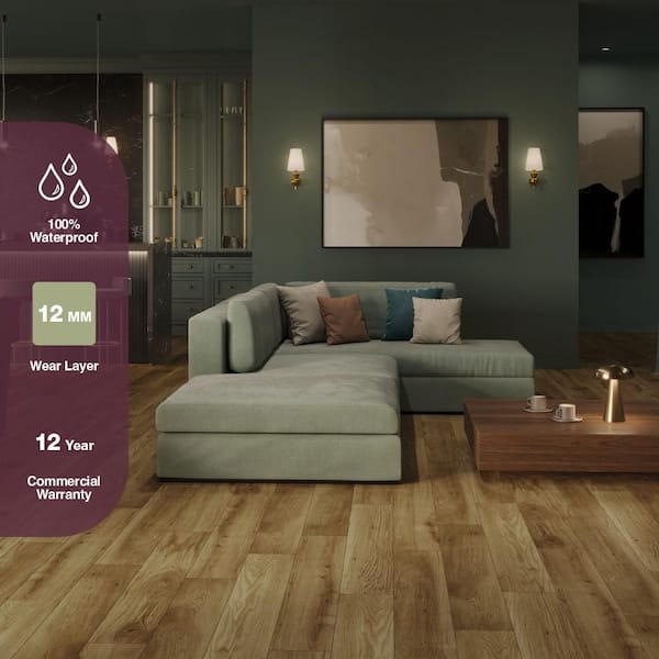 Briarwood Oak 12mm T x 7.6 W Waterproof Laminate Flooring (21.06 sq.ft./Case)