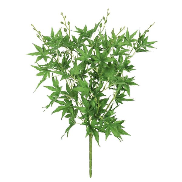 19 in. Artificial Japanese Maple Leaf Stem Plant Greenery Foliage Bush (Set of 2)