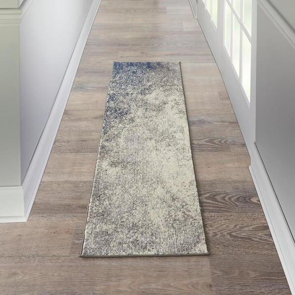 Passion Charcoal Ivory 2 ft. x 6 ft. Abstract Contemporary Kitchen Runner Area Rug