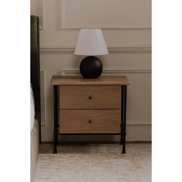 Valenor Brown 2-Drawer 26 in. W Nightstand