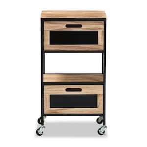 Olinda 13.8 in. Oak Brown and Black Square Wood End Table