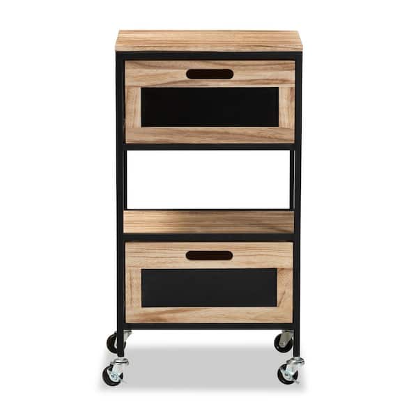 Olinda 13.8 in. Oak Brown and Black Square Wood End Table