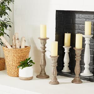 Brown Mango Wood Candle Holder (Set of 3)