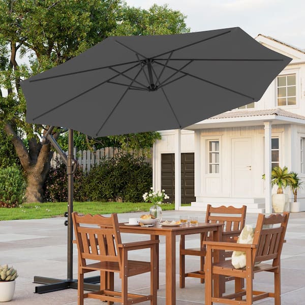 10 ft. Metal Pole Cantilever Offset Patio Umbrella in Dark Red with Tilt  Adjustment and Cross Base ATYPPG_33475JVC - The Home Depot