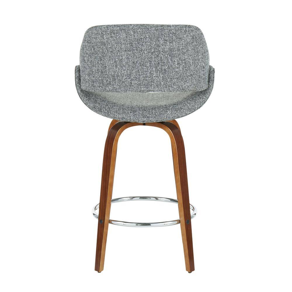 Mid-Century Modern Swivel Counter Stool in Steel Gray with Walnut Accents