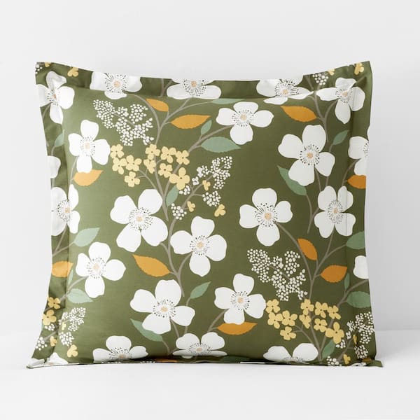 The Company Store Company Cotton Adley Floral Olive Cotton Percale Euro Sham