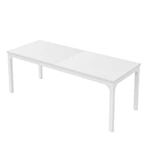 Roesler White Wood 78.7 in. 4 Leg Dining Table Kitchen Table for Dining Room Living Room, Seats 6-8
