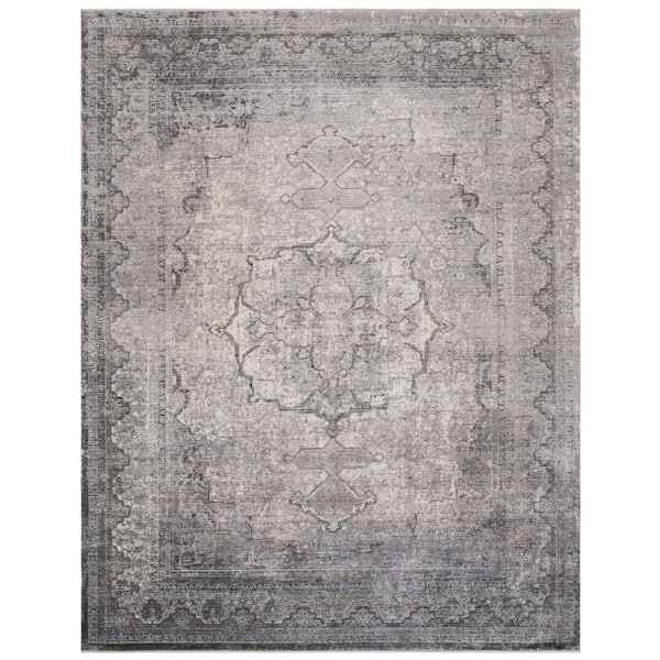 Eclipse 8 ft. x 10 ft. Ivory/Charcoal Contemporary Overdyed Oriental Area Rug