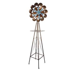 Blue and Bronze Windmill Flower Swirl