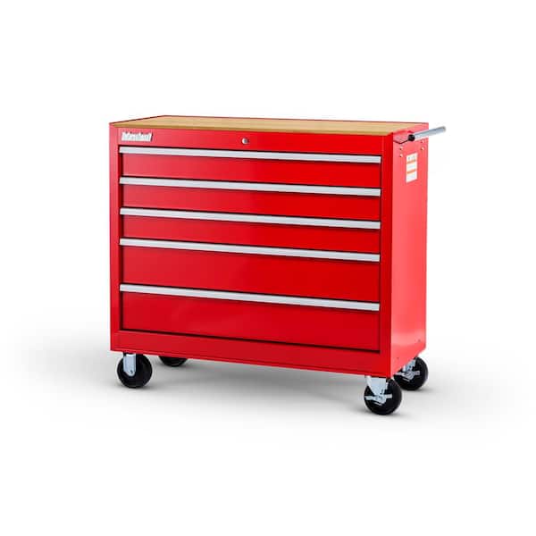 International Workshop Series 42 in. 5-Drawer Cabinet with Wood Top, Red