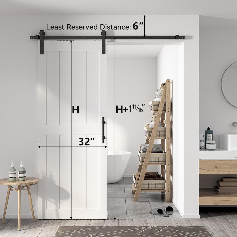 White 32" x 84" MDF Barn Door with Sliding Hardware Kit
