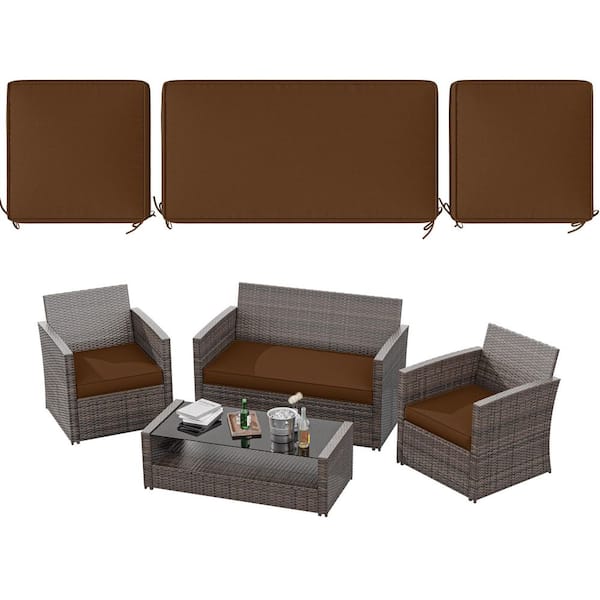 36 in. x 18 in. (3-Piece) Outdoor Patio Replacement Seat Cushions Fit for Loveseat Lounge Chair Furniture Chocolate