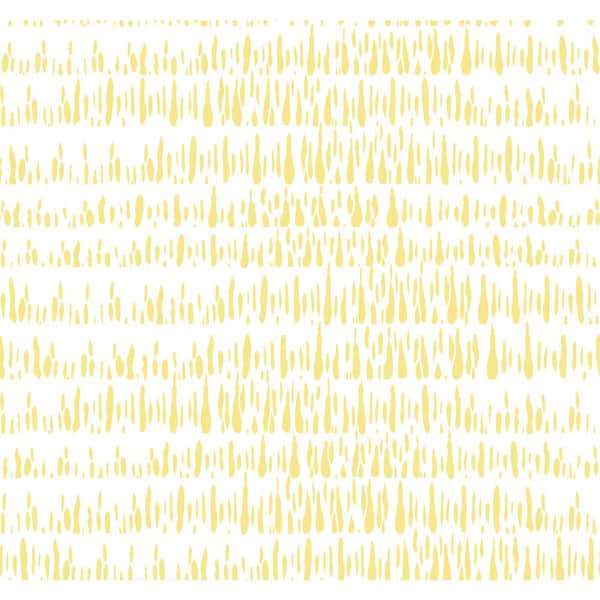 Seabrook Designs 60.75 sq. ft. Buttercup and White Brush Marks Paper Unpasted Wallpaper Roll